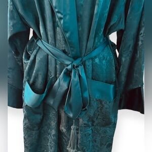 Vintage Victoria's Secret Teal Satin Robe
